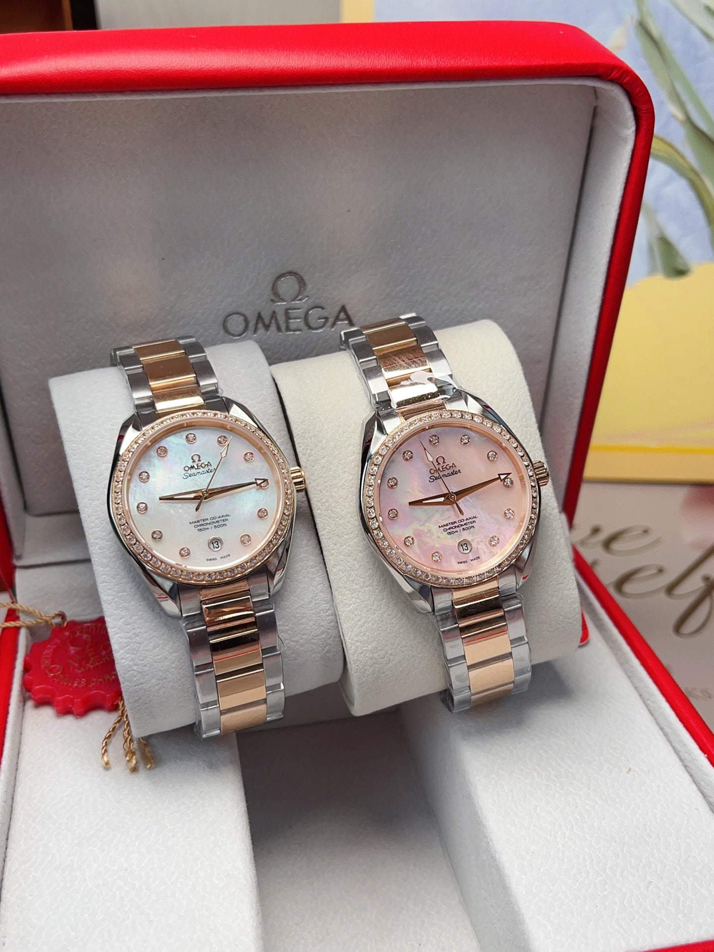 Two-Tone Rose Gold Watch Band with Stone-Set Case
