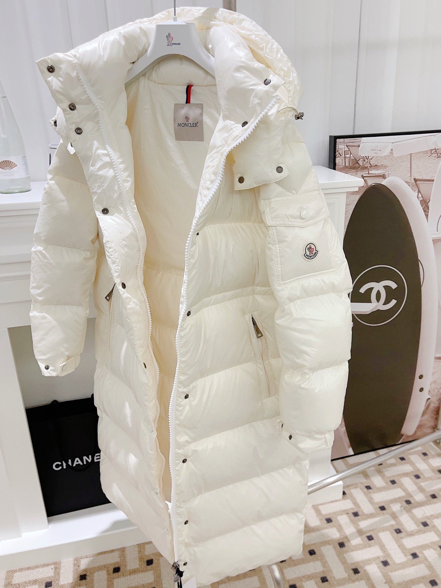 MONCLER Maier 23SS Women's Long Glossy Down Coat White