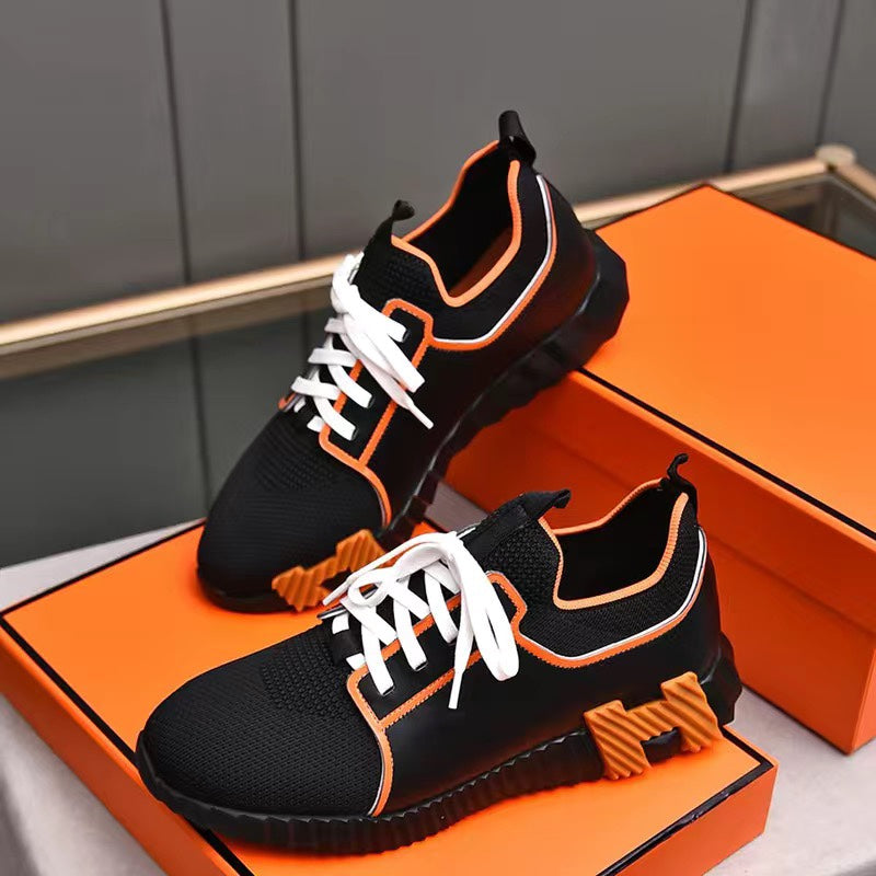 Hermès H2024 Men’s Sport Sneakers – Fabric & Cowhide Leather Blk