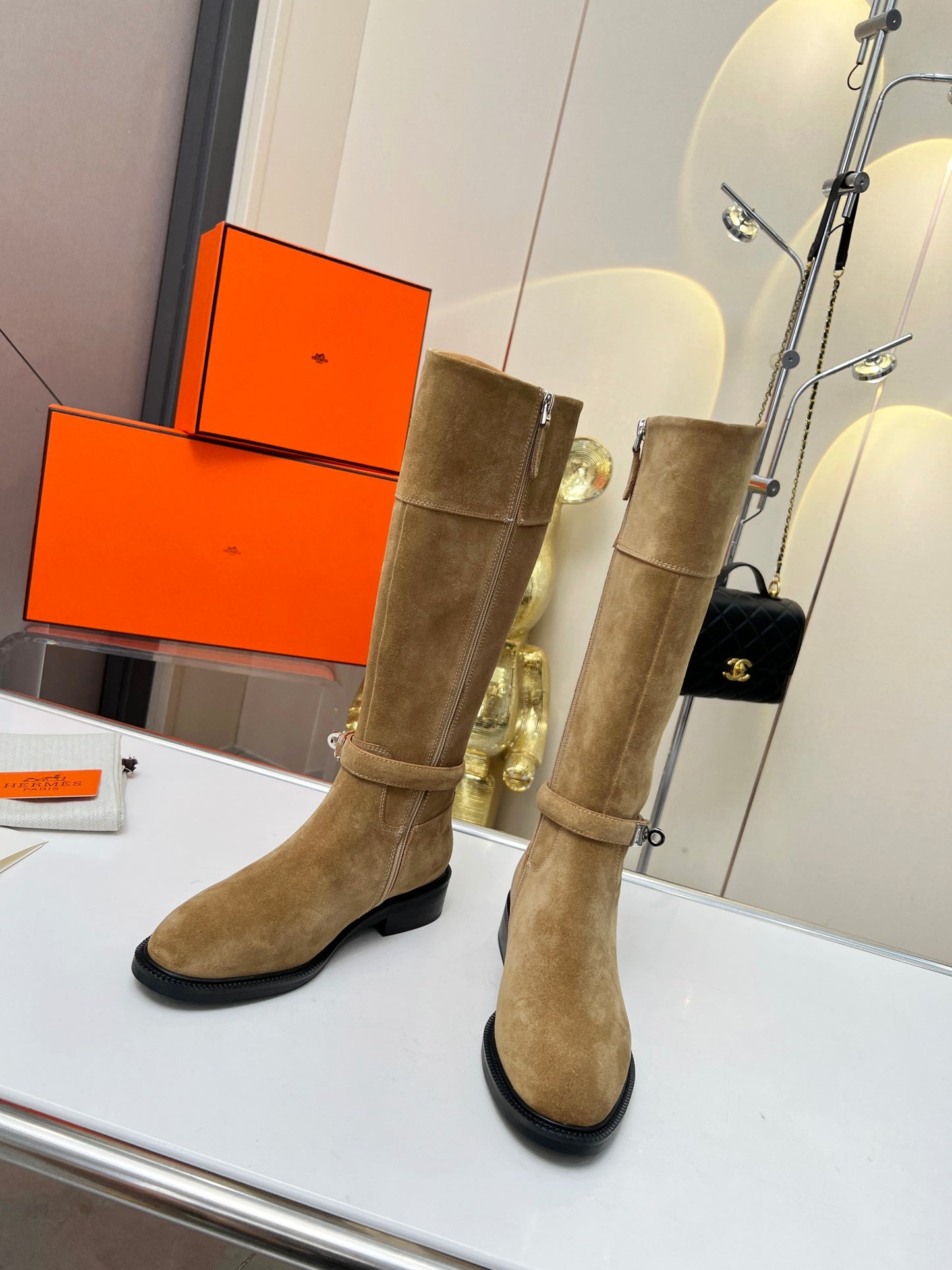 Hermes 2024 Fall/Winter Premium Suede Leather Boots – Top Version Brn