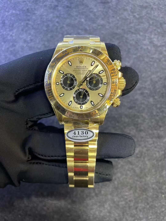 Super Clean Factory Daytona Gold | Black Bezel | Cal. 4130 | 904L Steel | Champagne Dial