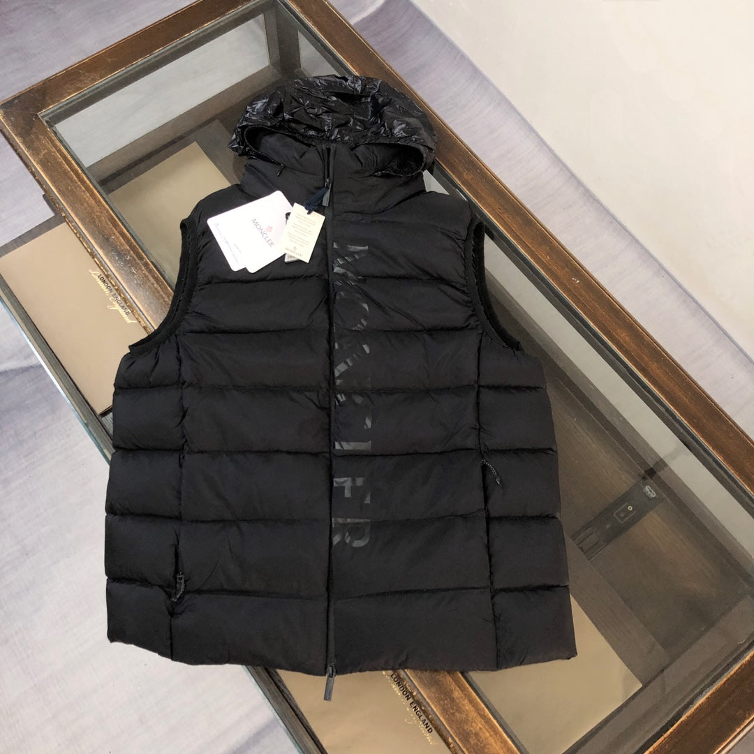 Moncler-Inspired Winter Puffer Vest with Hidden Hood