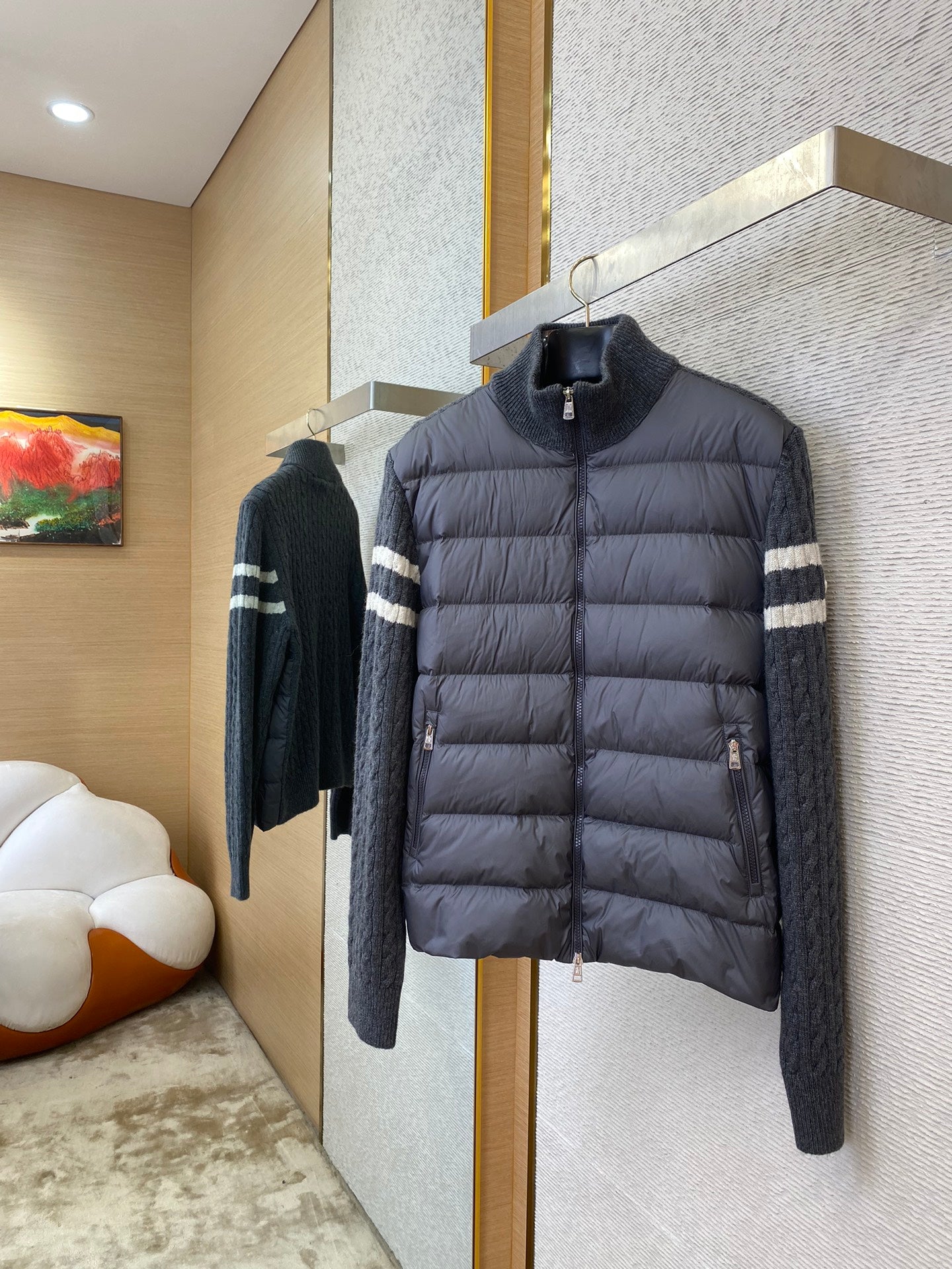 MONCLER Logo Patch Unisex Down Jacket