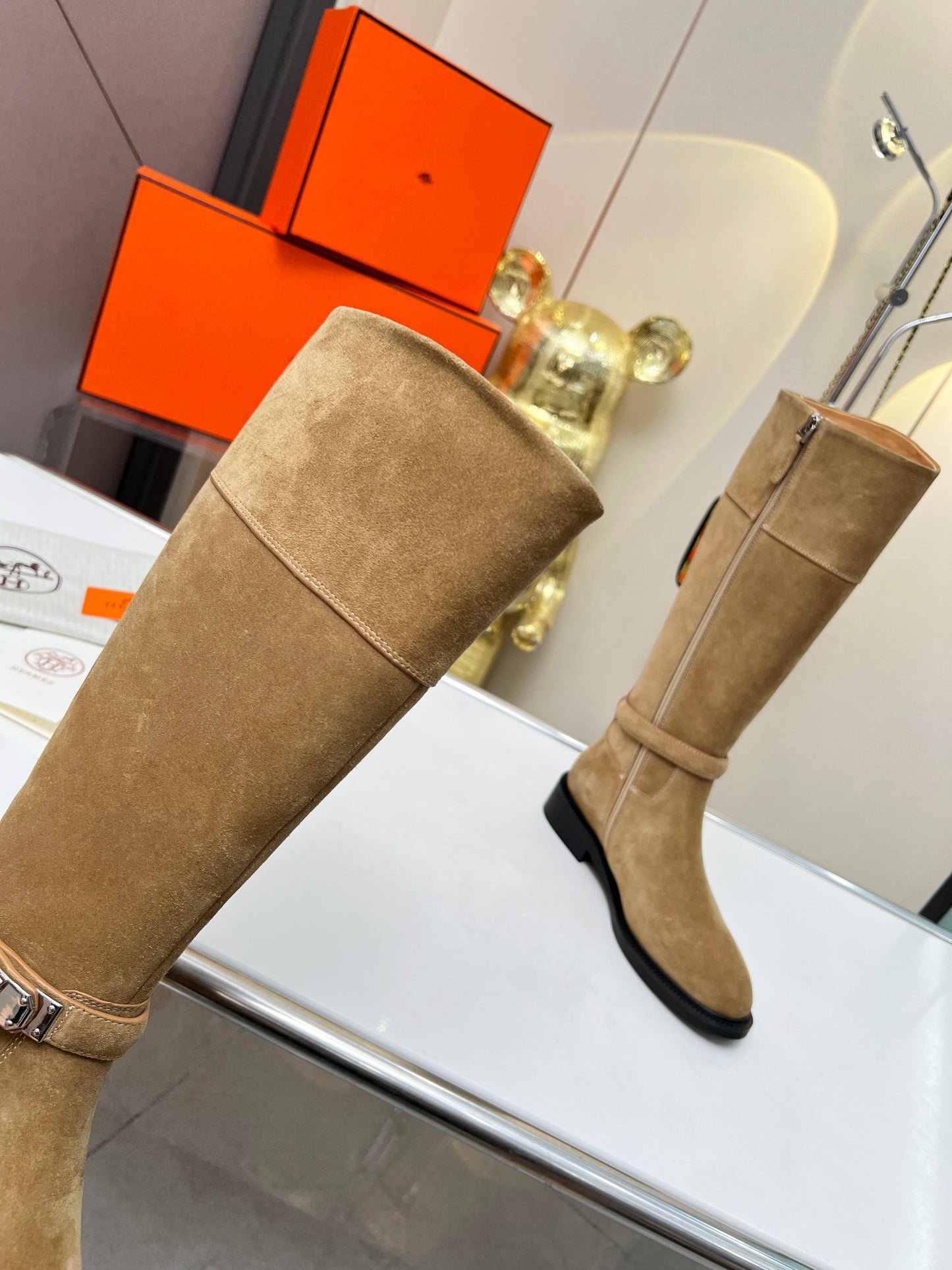 Hermes 2024 Fall/Winter Premium Suede Leather Boots – Top Version Brn