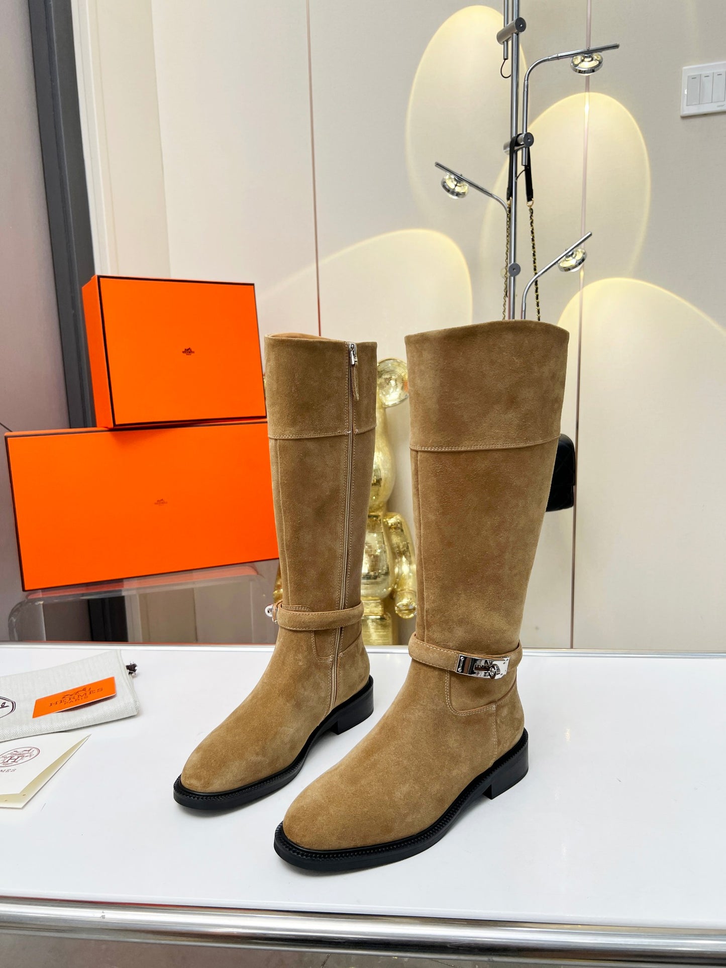 Hermes 2024 Fall/Winter Premium Suede Leather Boots – Top Version Brn