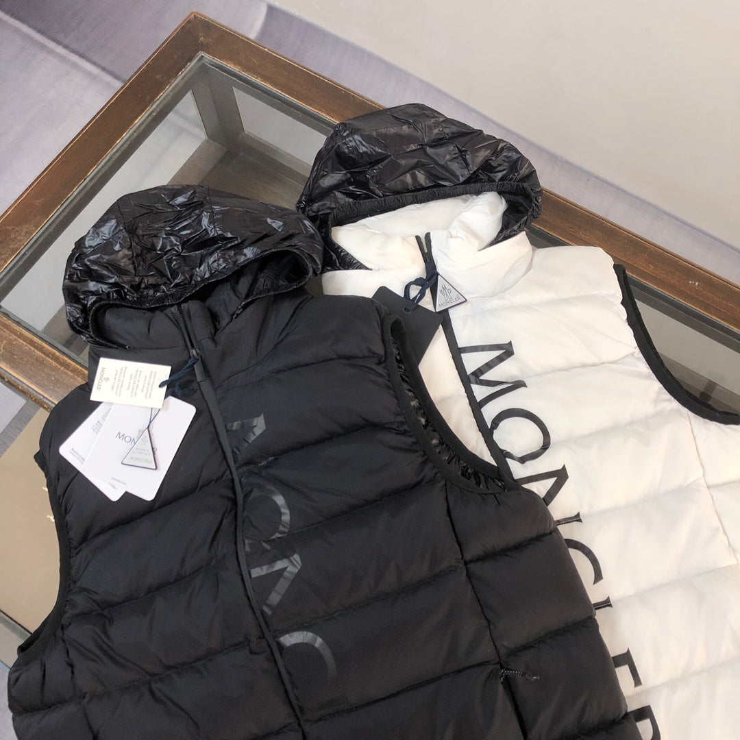 Moncler-Inspired Winter Puffer Vest with Hidden Hood
