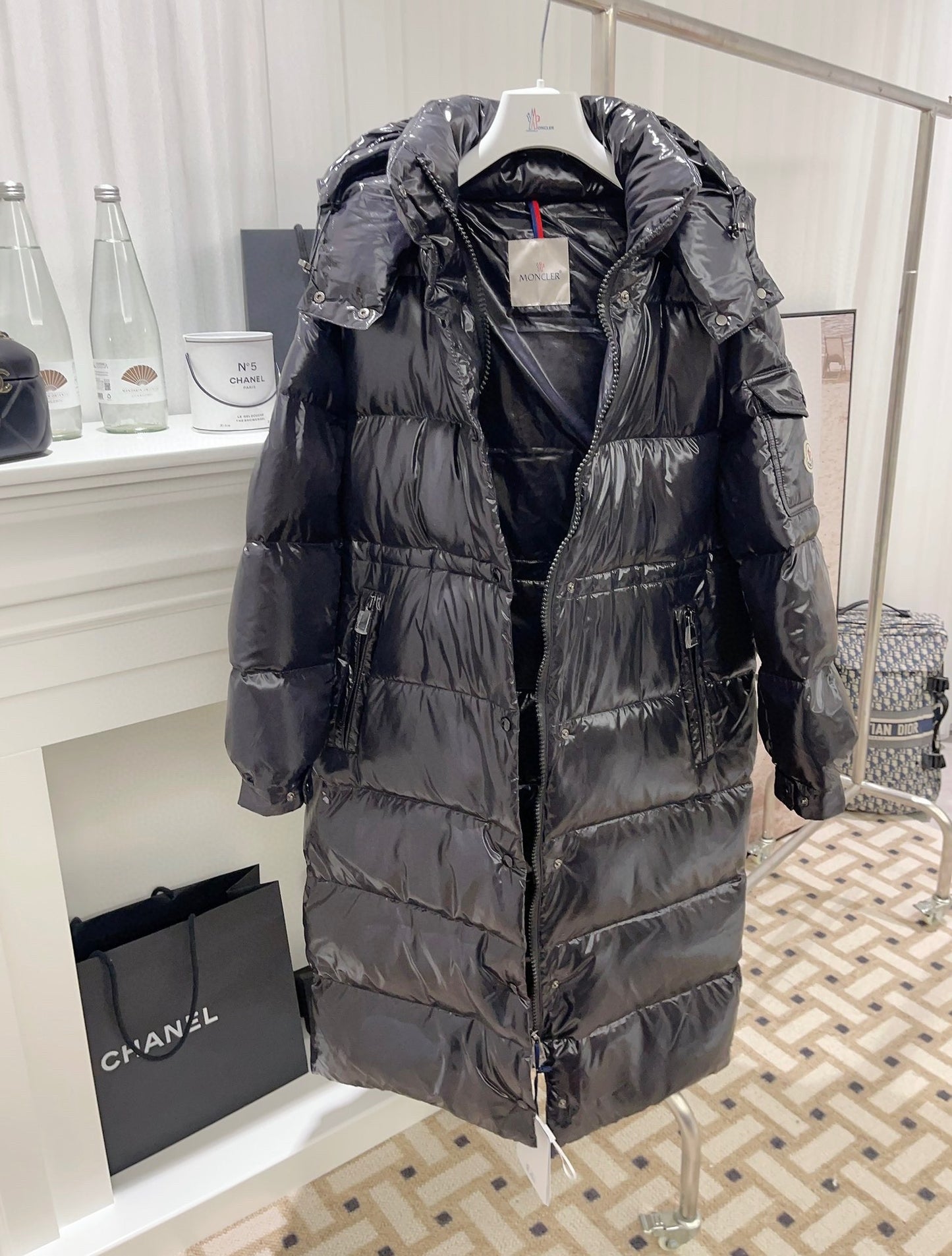 MONCLER Maier 23SS Women's Long Glossy Down Coat Black