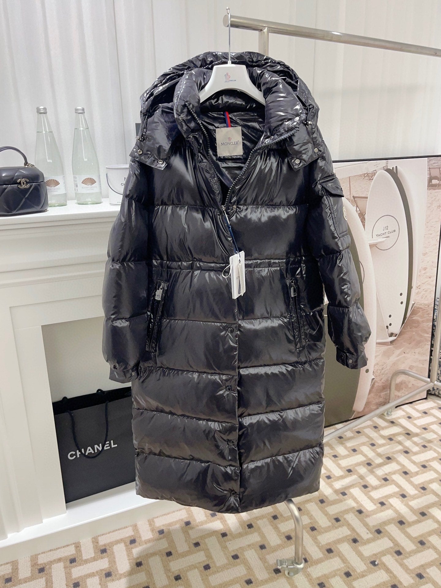 MONCLER Maier 23SS Women's Long Glossy Down Coat Black