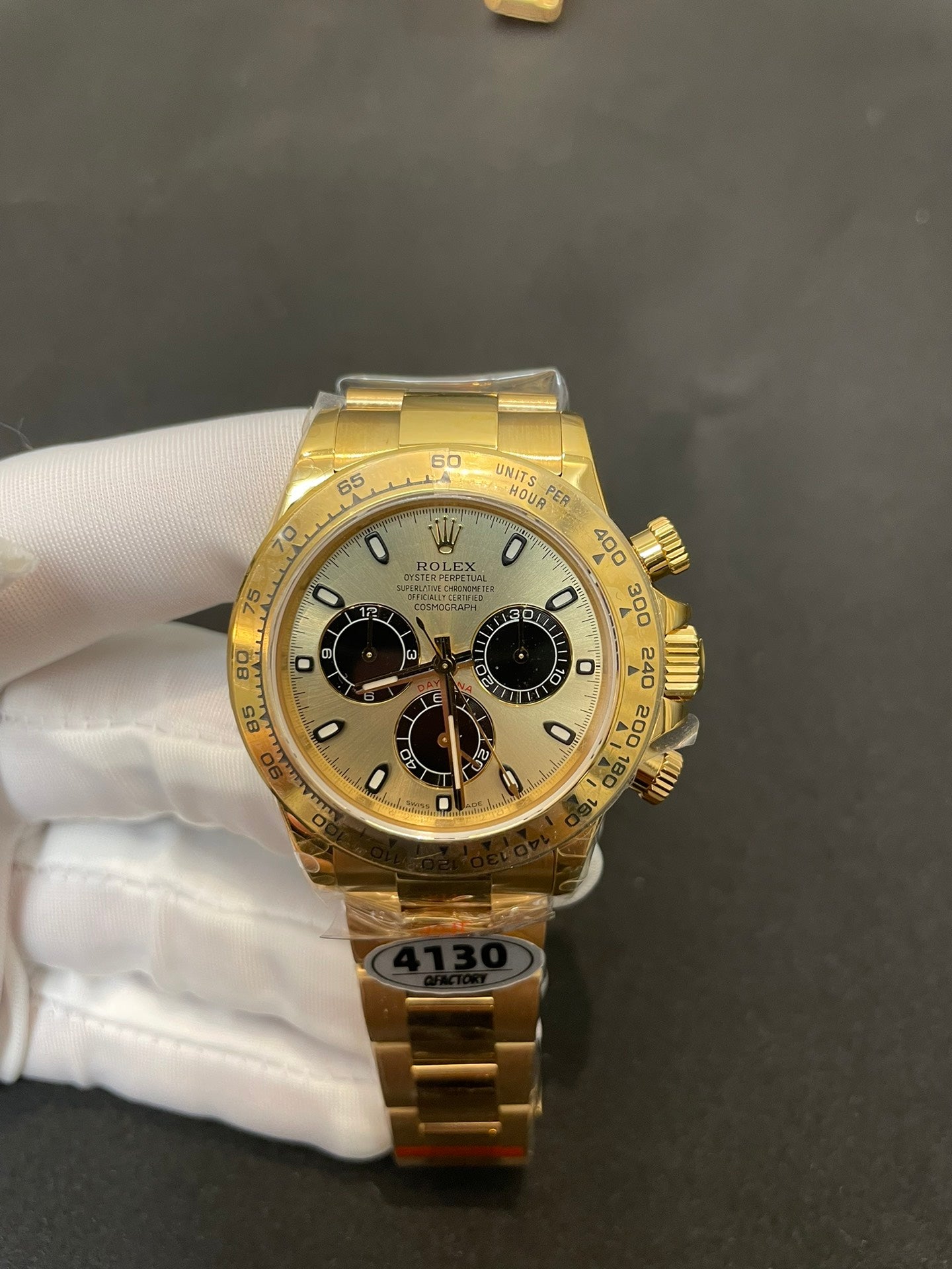 Super Clean Factory Daytona Gold | Black Bezel | Cal. 4130 | 904L Steel | Champagne Dial